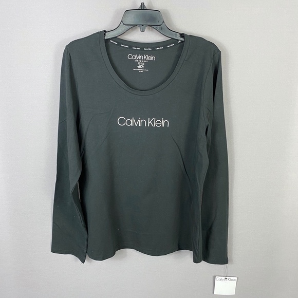 Calvin Klein Sleepwear Womens Scoop Neck Long Sleeve TOP ONLY in Black S… - Picture 3 of 8